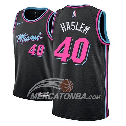 Maglia NBA Miami Heat Udonis Haslem Ciudad 2018-19 Nero